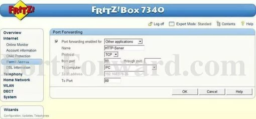 FRITZ WLAN7330 port forward