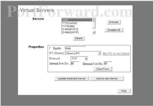 Gateway WBR-100 port forward