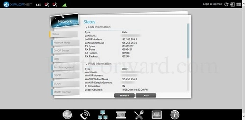 Gemtek CPE7000 Network Status