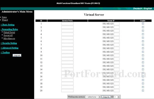 Generic HPR4C0 port forward