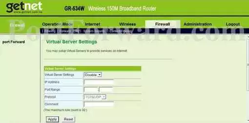 GetNet GR-534W port forward