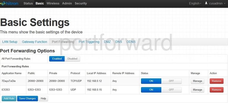 port forwarding nat screenshot