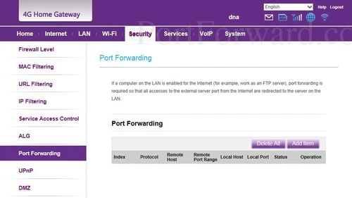 Huawei B593s-22 Port Forwarding