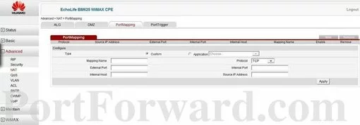 Huawei BM625 port forward