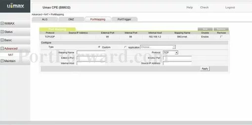 Huawei BM632 port forward