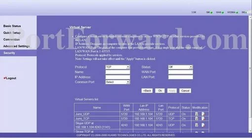 Huawei D100 port forward