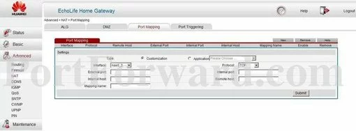 Huawei EchoLife-HG532 port forward