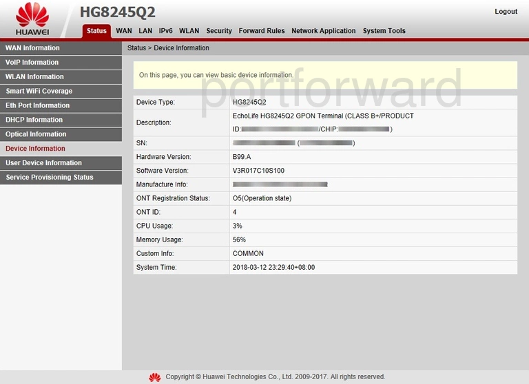 router status mac address internet IP