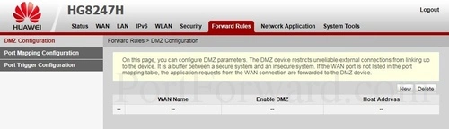 Huawei Echolife HG8247H DMZ Configuration