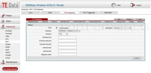 Huawei HG531 V1 Port Mapping