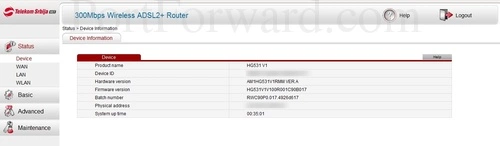 Huawei HG531v1 Device Information