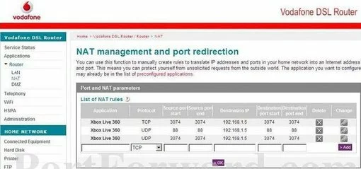 Huawei HG55a port forward