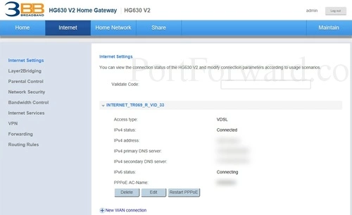 Huawei HG630 V2 - 3BB Internet Settings
