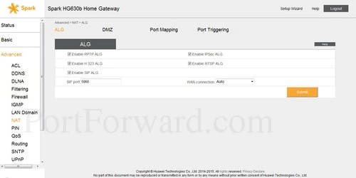 Huawei HG630b - Spark ALG