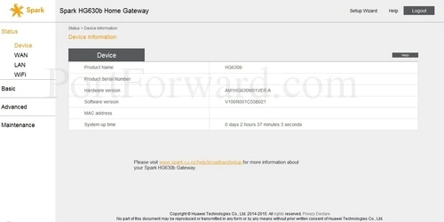 Huawei HG630b - Spark Device Information