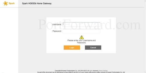 Huawei HG630b - Spark Login