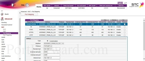 Huawei HG658b Port Mapping