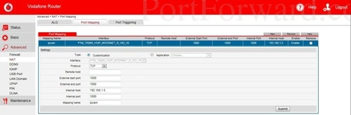 Huawei HG658G - Vodafone Port Mapping