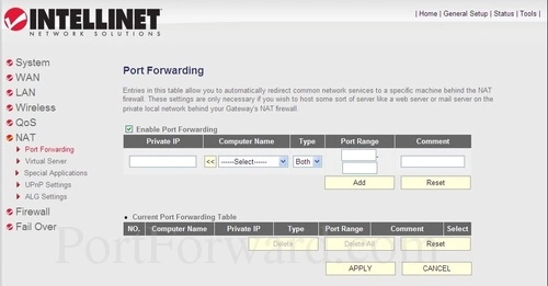 Intellinet 3G 375G Port Forwarding