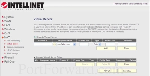 Intellinet 3G 375G Virtual Server