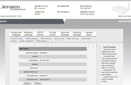 Jensen Scandinavia AL29150v6 System Status