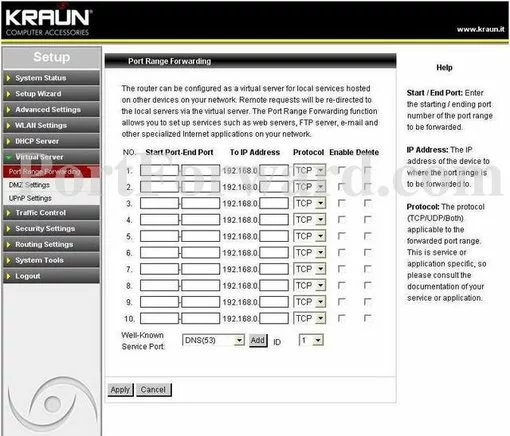 Kraun KR.1N port forward