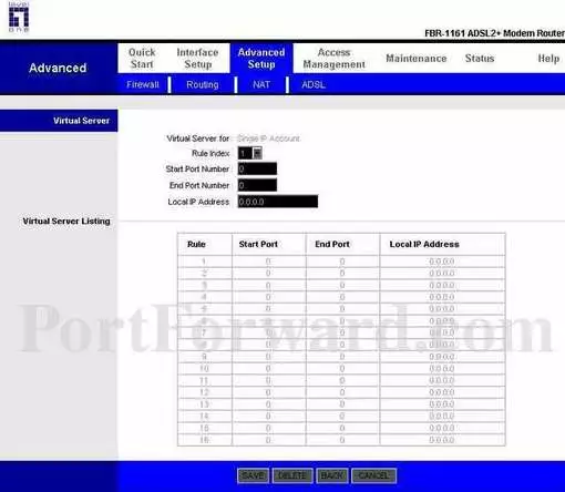 Level One FBR-1161 port forward