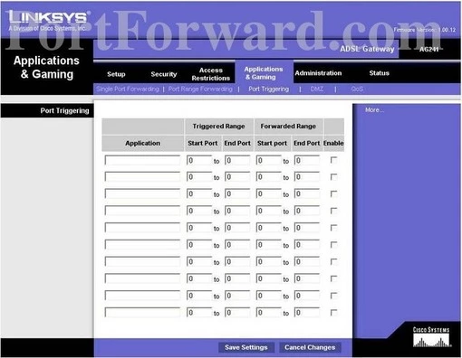 Linksys AG241 port forward