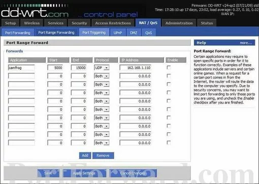 Linksys DD-WRT_v24-SP2 port forward