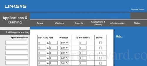 Linksys E1700 Port Range Forwarding