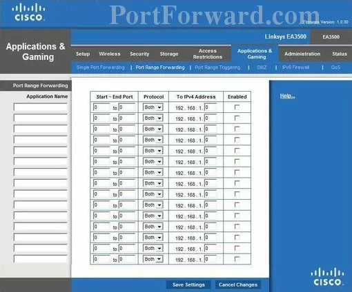 Linksys EA3500 port forward