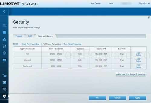 Linksys EA6900 Port Range Forwarding