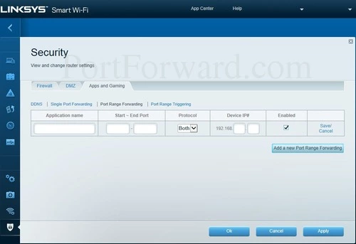 Linksys EA9200 Port Range Forwarding