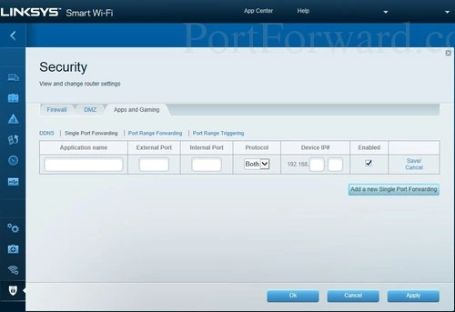 Linksys EA9200 Single Port Forwarding