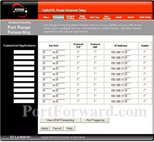 Linksys NR041-NetworkEverywhere port forward