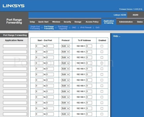 Linksys X6200 Port Range Forwarding