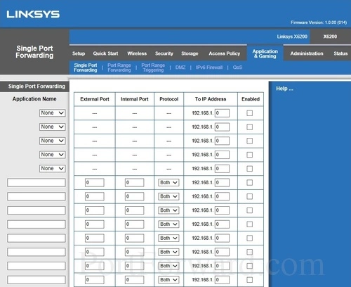 Linksys X6200 Single Port Forwarding