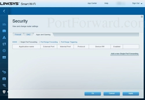 Linksys XAC1200 Single Port Forwarding