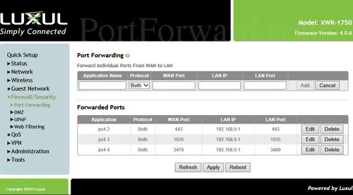 Luxul XWR-1750 Port Forwarding