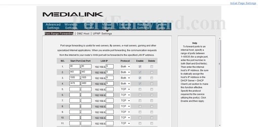 MediaLink MWN-WAPR300N port forward