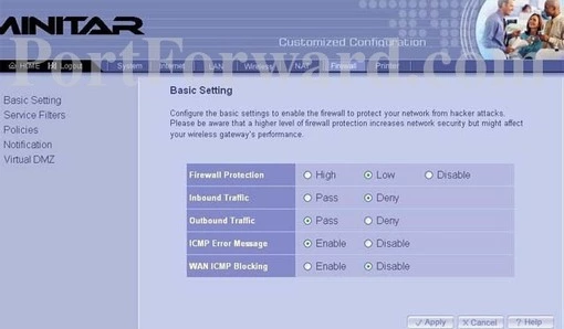 Minitar MN54G4R port forward