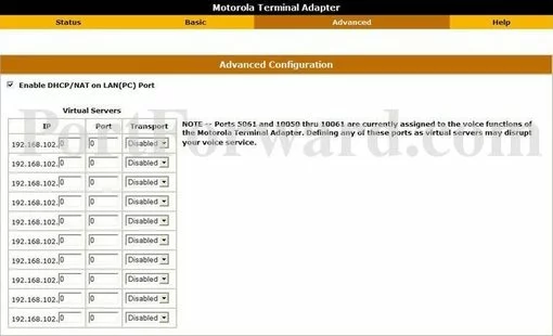 Motorola VT1005V port forward