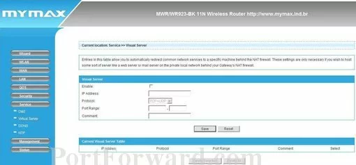 MyMax WR923-BK port forward