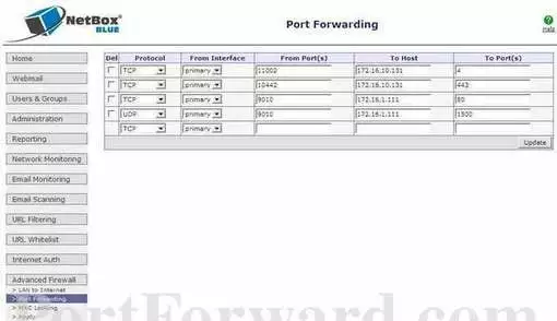 NetBox Blue Corporate port forward