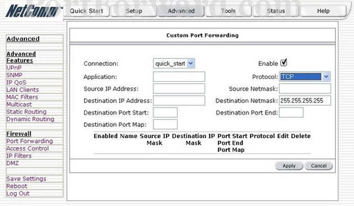 Netcomm NetcommNB5 port forward