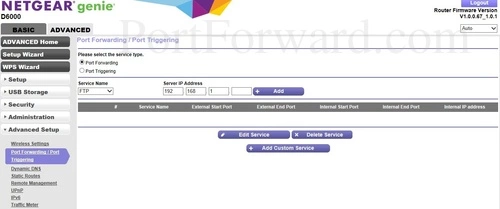 Netgear D6000 Port Forwarding and Port Triggering