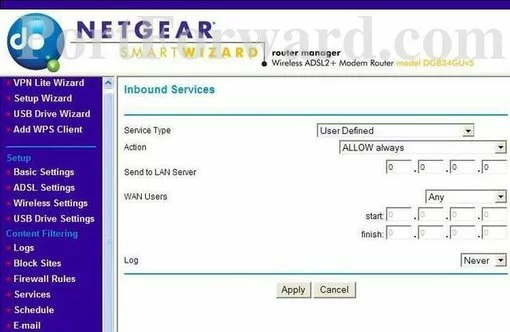 Netgear DG834GSP port forward