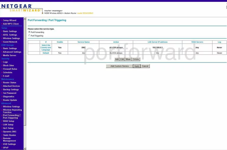 port forwarding nat screenshot