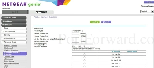 Netgear R8500 Port Forwarding Add Custom Service