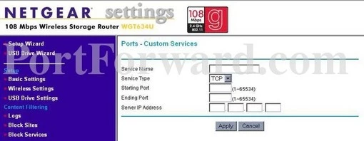 Netgear wgt634u port forward
